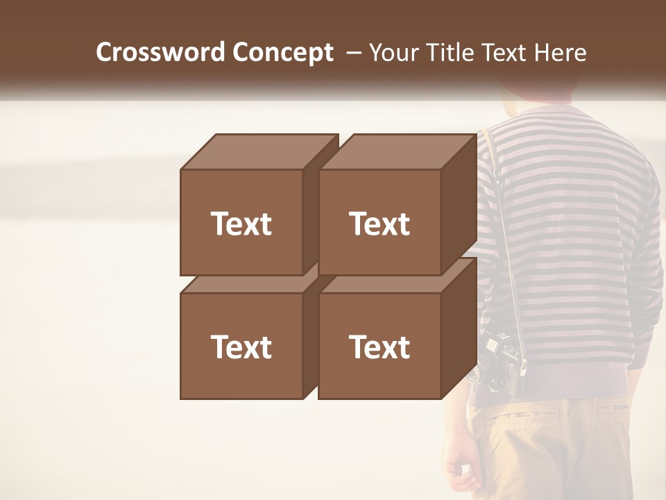 A Man Standing On A Beach With A Camera PowerPoint Template