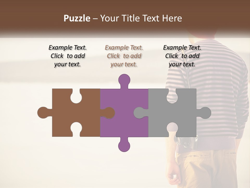 A Man Standing On A Beach With A Camera PowerPoint Template