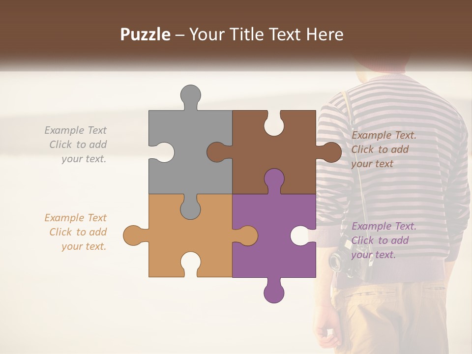 A Man Standing On A Beach With A Camera PowerPoint Template