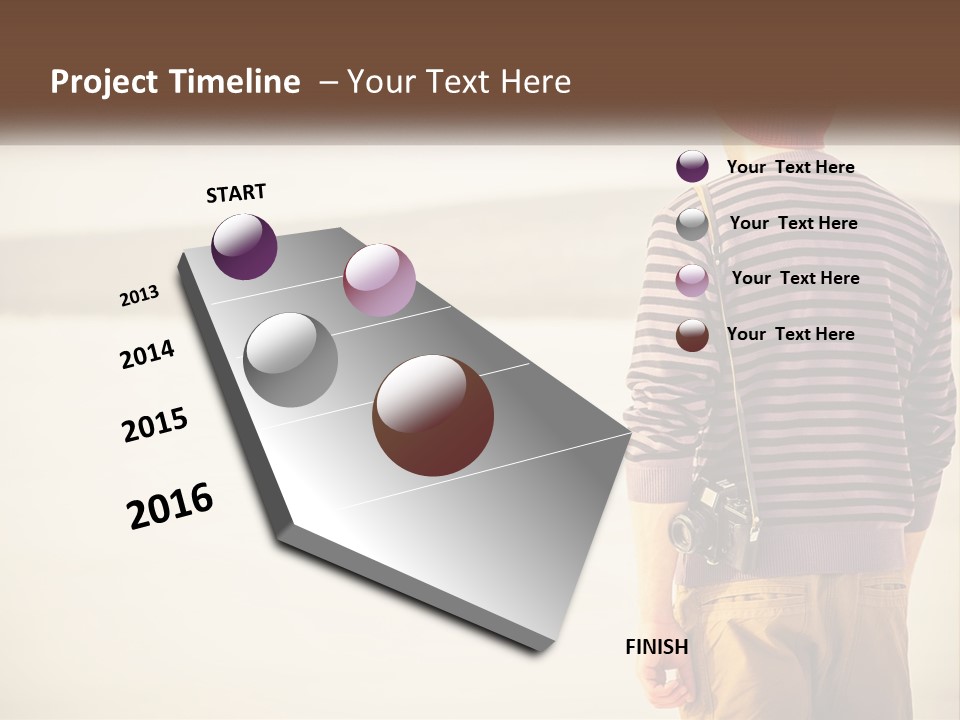 A Man Standing On A Beach With A Camera PowerPoint Template