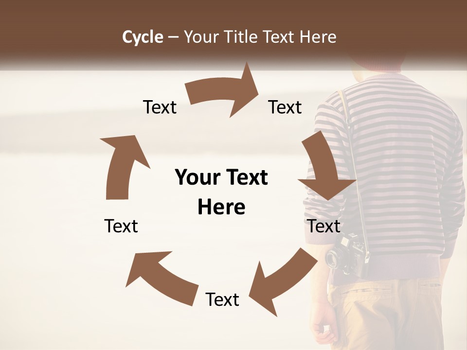 A Man Standing On A Beach With A Camera PowerPoint Template