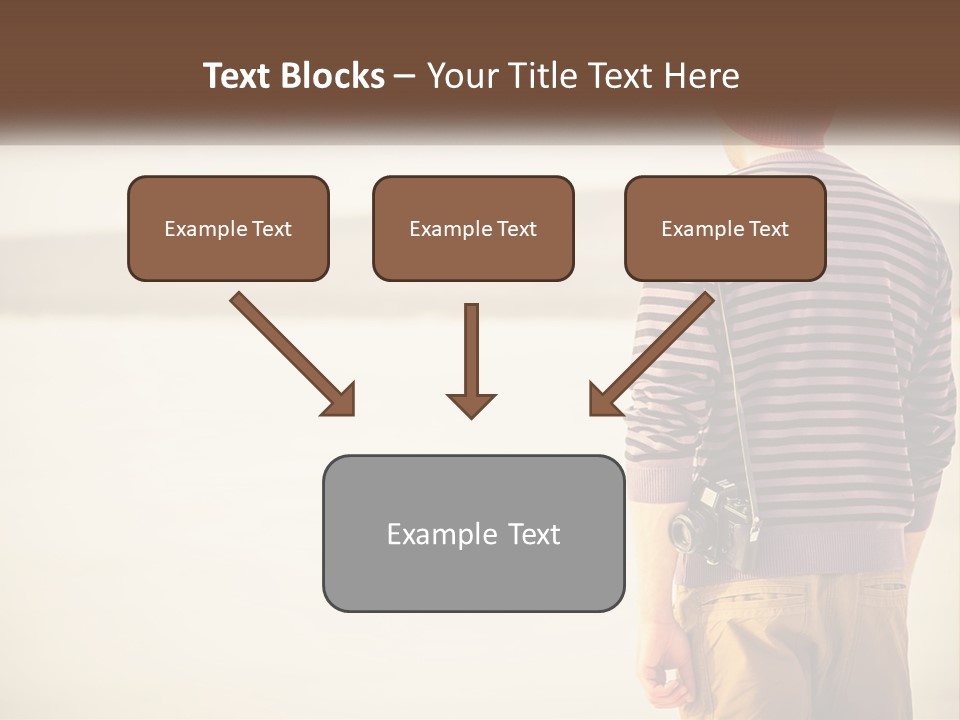 A Man Standing On A Beach With A Camera PowerPoint Template