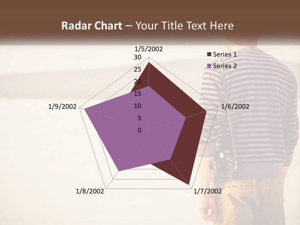 A Man Standing On A Beach With A Camera PowerPoint Template