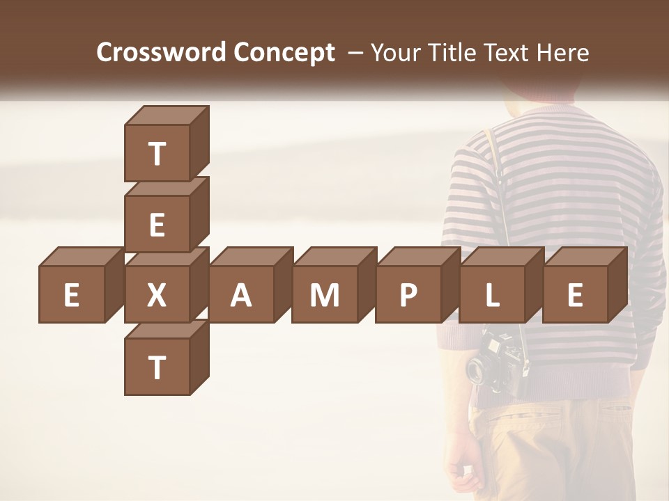 A Man Standing On A Beach With A Camera PowerPoint Template