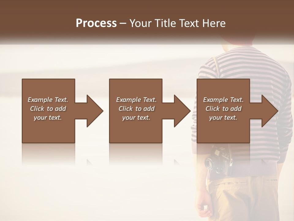 A Man Standing On A Beach With A Camera PowerPoint Template