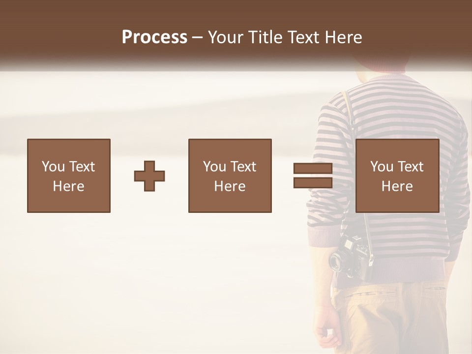 A Man Standing On A Beach With A Camera PowerPoint Template