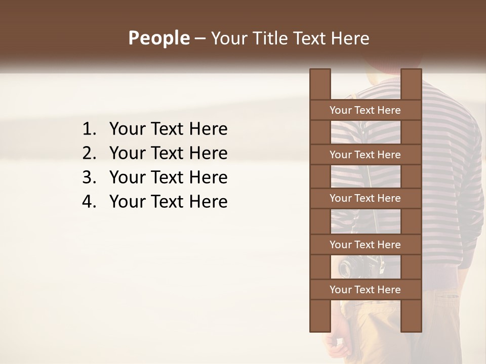 A Man Standing On A Beach With A Camera PowerPoint Template