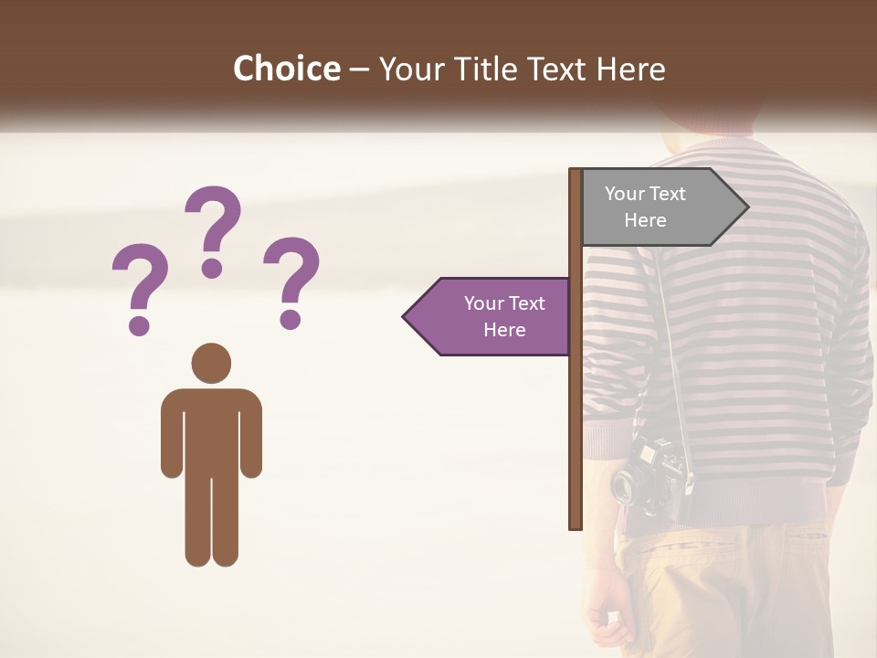 A Man Standing On A Beach With A Camera PowerPoint Template