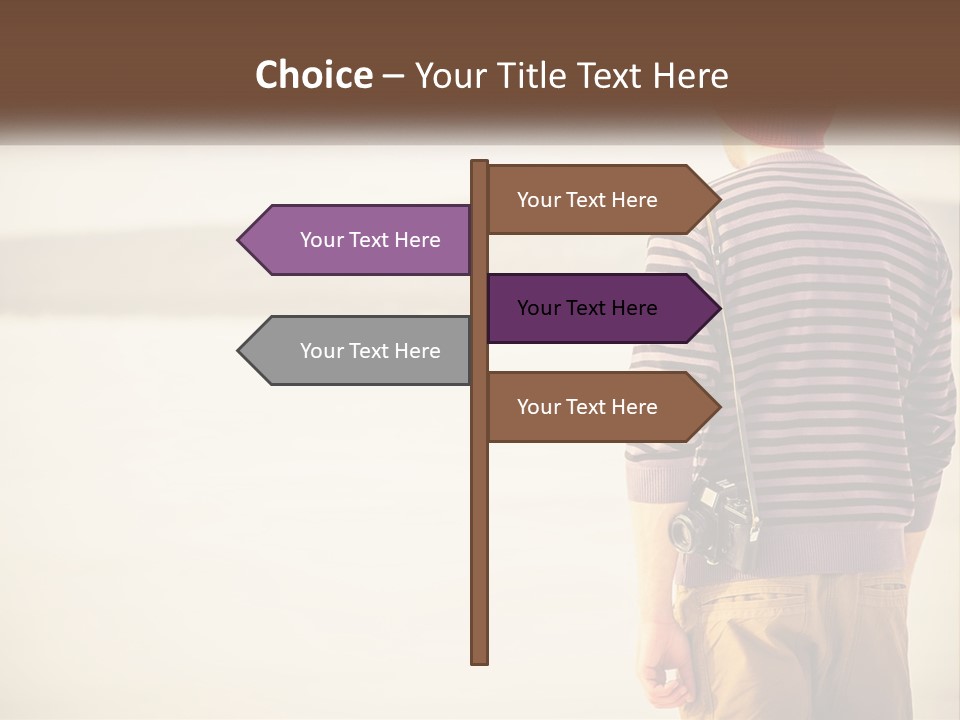 A Man Standing On A Beach With A Camera PowerPoint Template