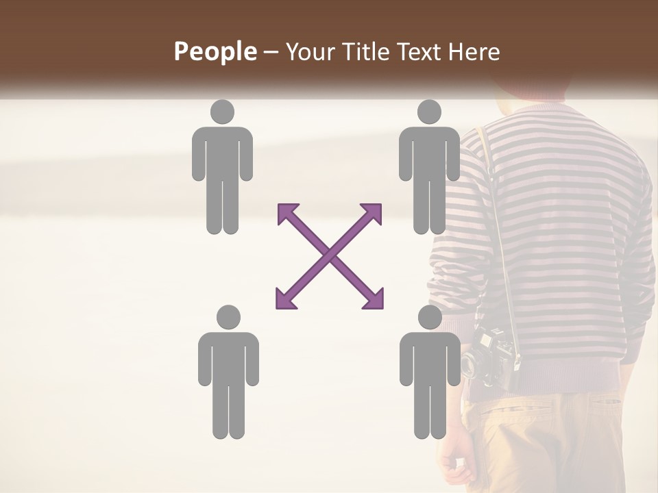 A Man Standing On A Beach With A Camera PowerPoint Template