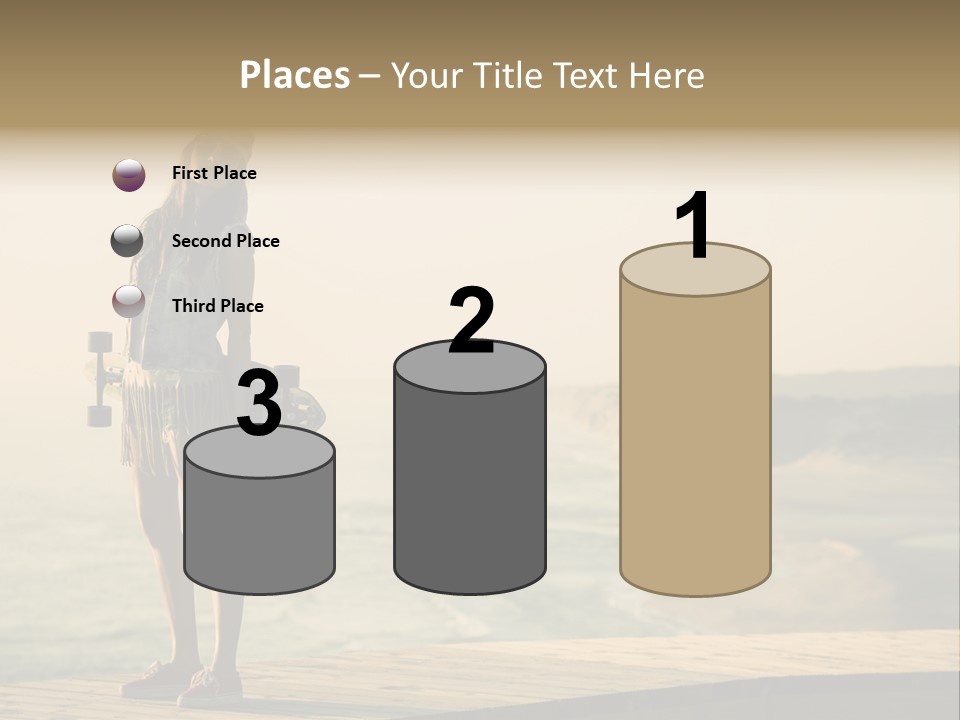 A Girl Holding A Skateboard On A Pier PowerPoint Template