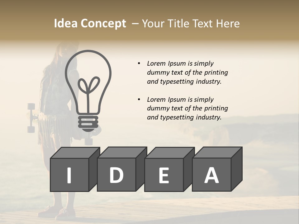 A Girl Holding A Skateboard On A Pier PowerPoint Template