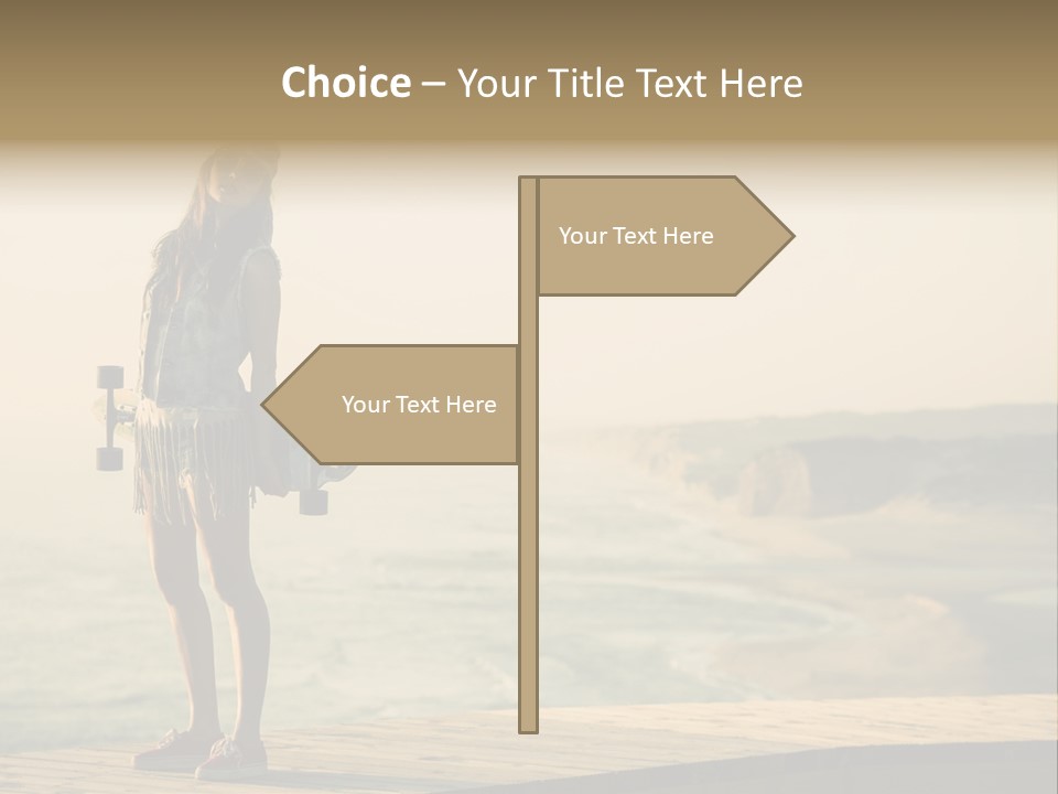 A Girl Holding A Skateboard On A Pier PowerPoint Template