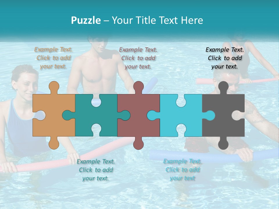 A Group Of People Are In A Swimming Pool PowerPoint Template