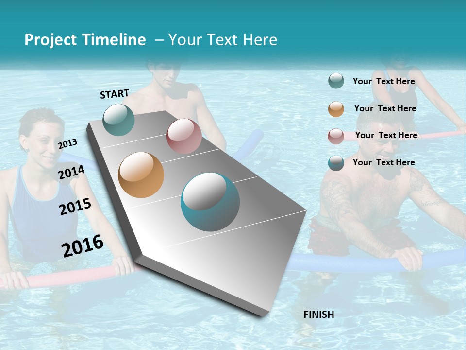 A Group Of People Are In A Swimming Pool PowerPoint Template