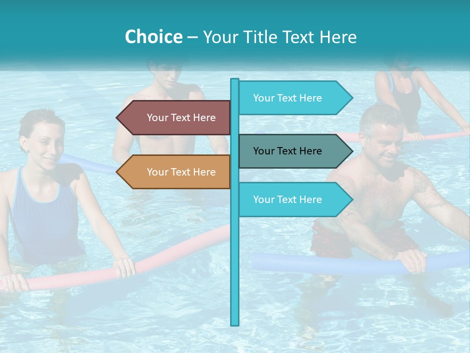 A Group Of People Are In A Swimming Pool PowerPoint Template