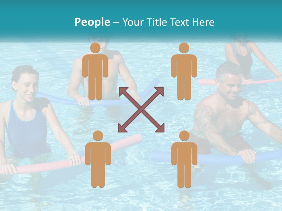 A Group Of People Are In A Swimming Pool PowerPoint Template