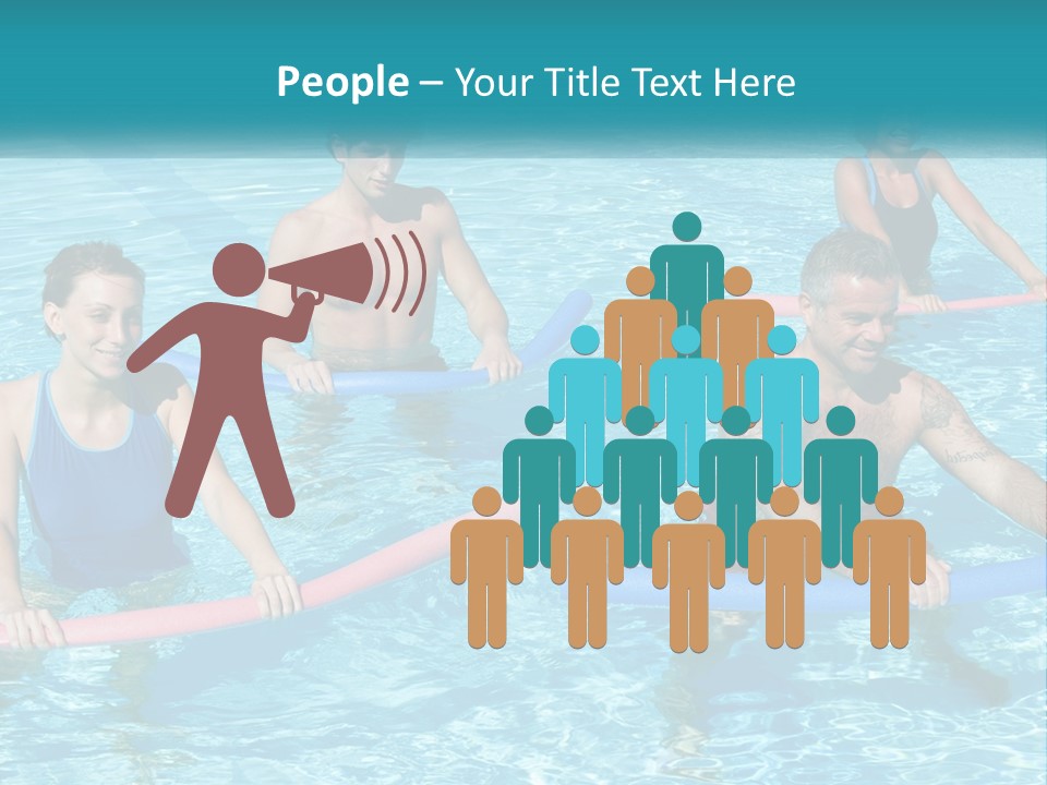 A Group Of People Are In A Swimming Pool PowerPoint Template