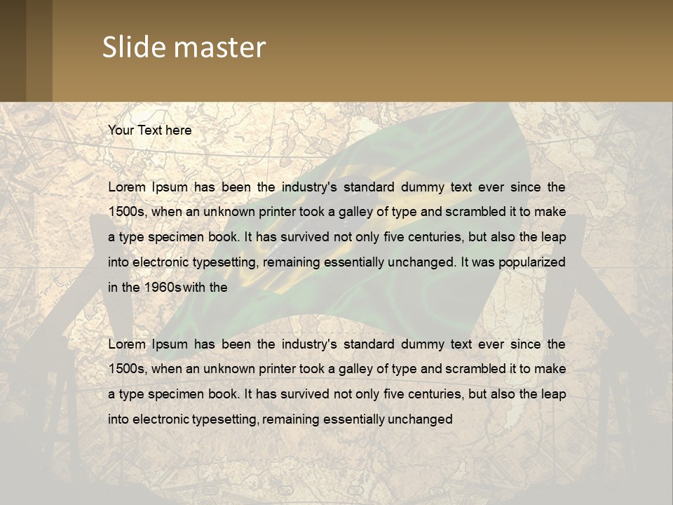 A Flag On A Map With People Silhouettes In The Background PowerPoint Template