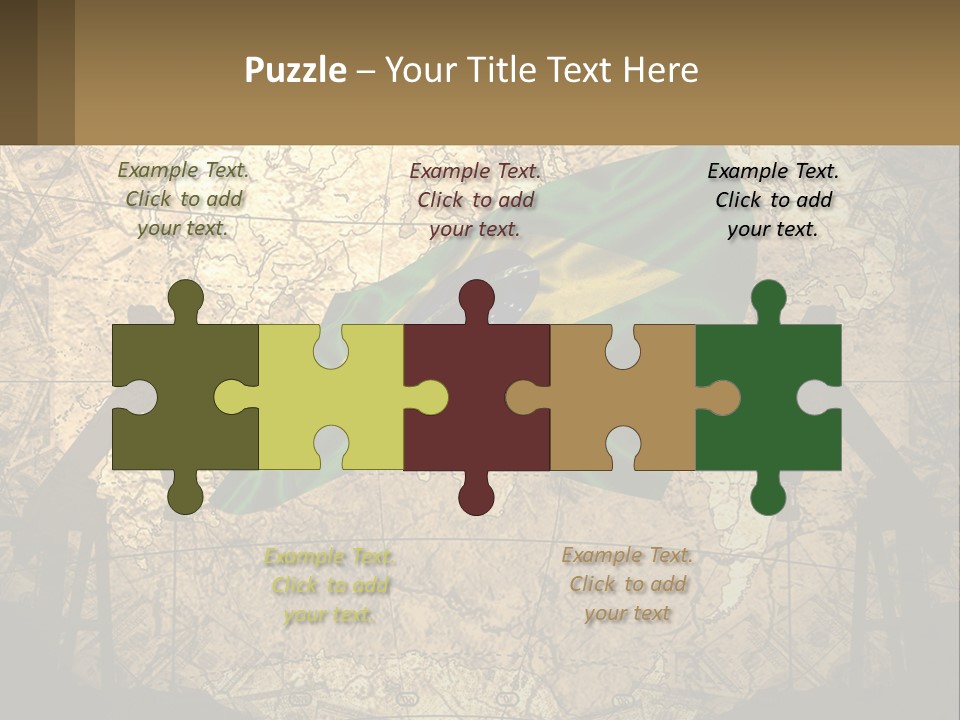 A Flag On A Map With People Silhouettes In The Background PowerPoint Template