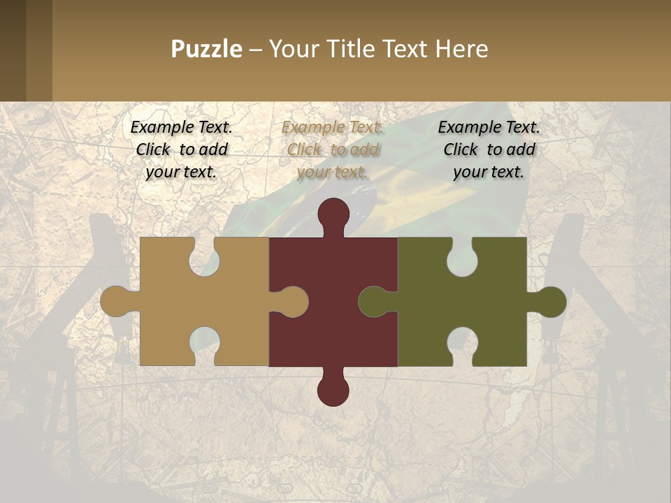 A Flag On A Map With People Silhouettes In The Background PowerPoint Template