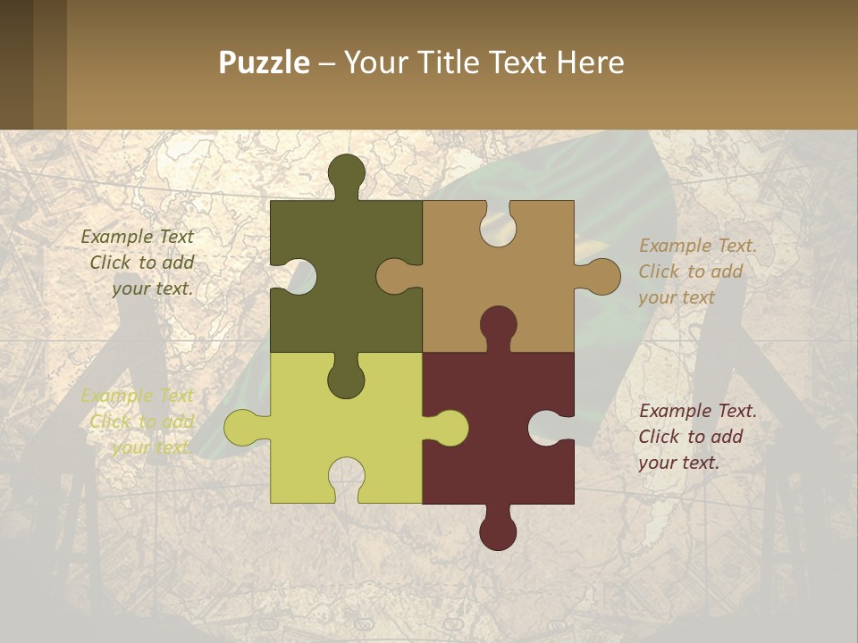 A Flag On A Map With People Silhouettes In The Background PowerPoint Template