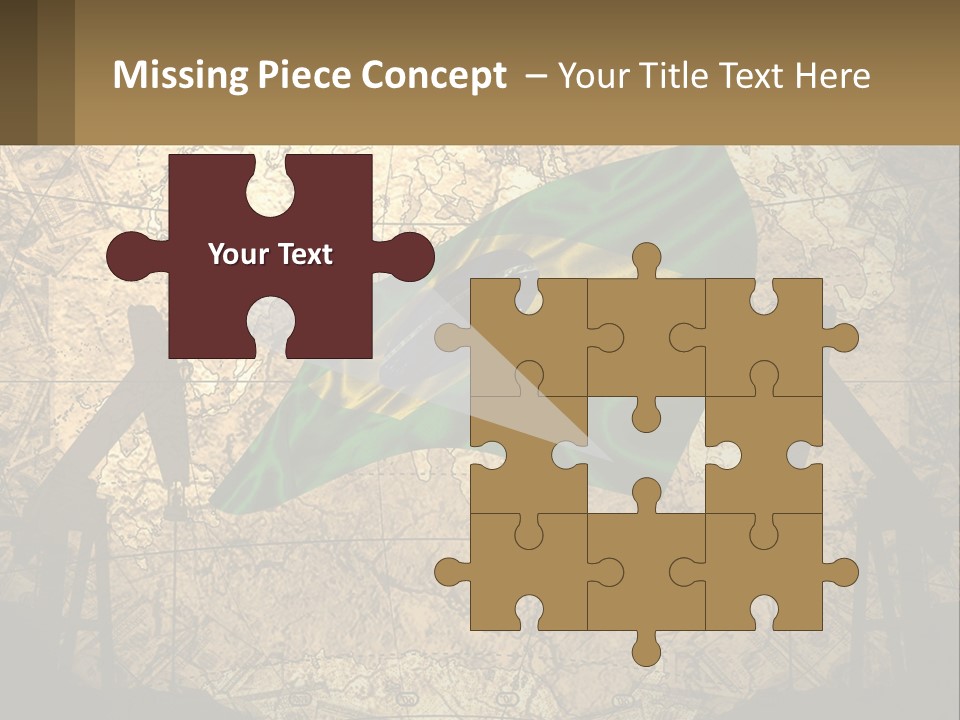 A Flag On A Map With People Silhouettes In The Background PowerPoint Template