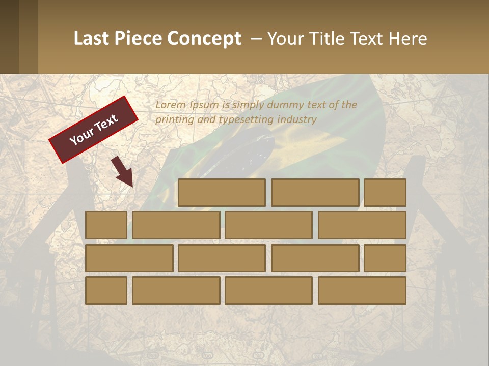 A Flag On A Map With People Silhouettes In The Background PowerPoint Template