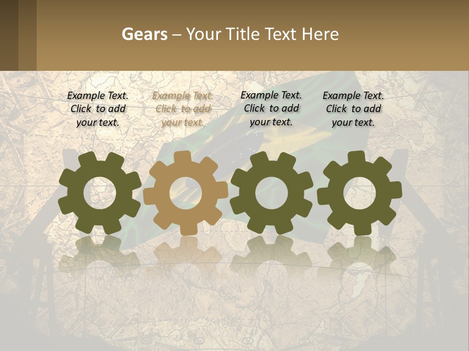 A Flag On A Map With People Silhouettes In The Background PowerPoint Template