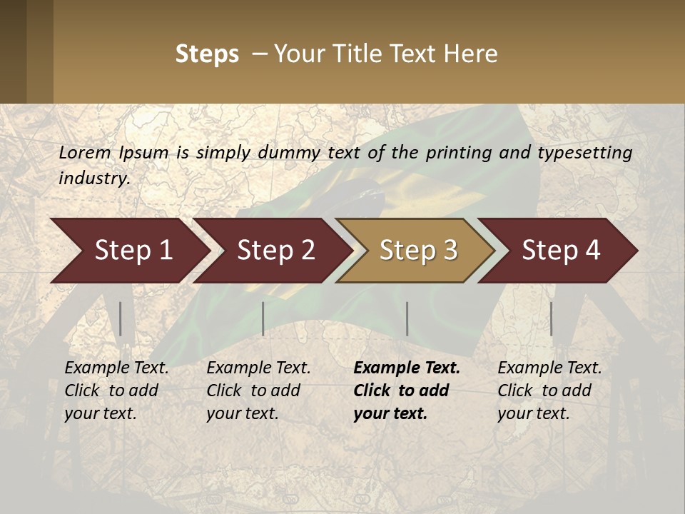 A Flag On A Map With People Silhouettes In The Background PowerPoint Template