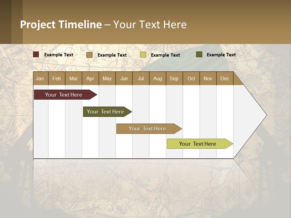 A Flag On A Map With People Silhouettes In The Background PowerPoint Template