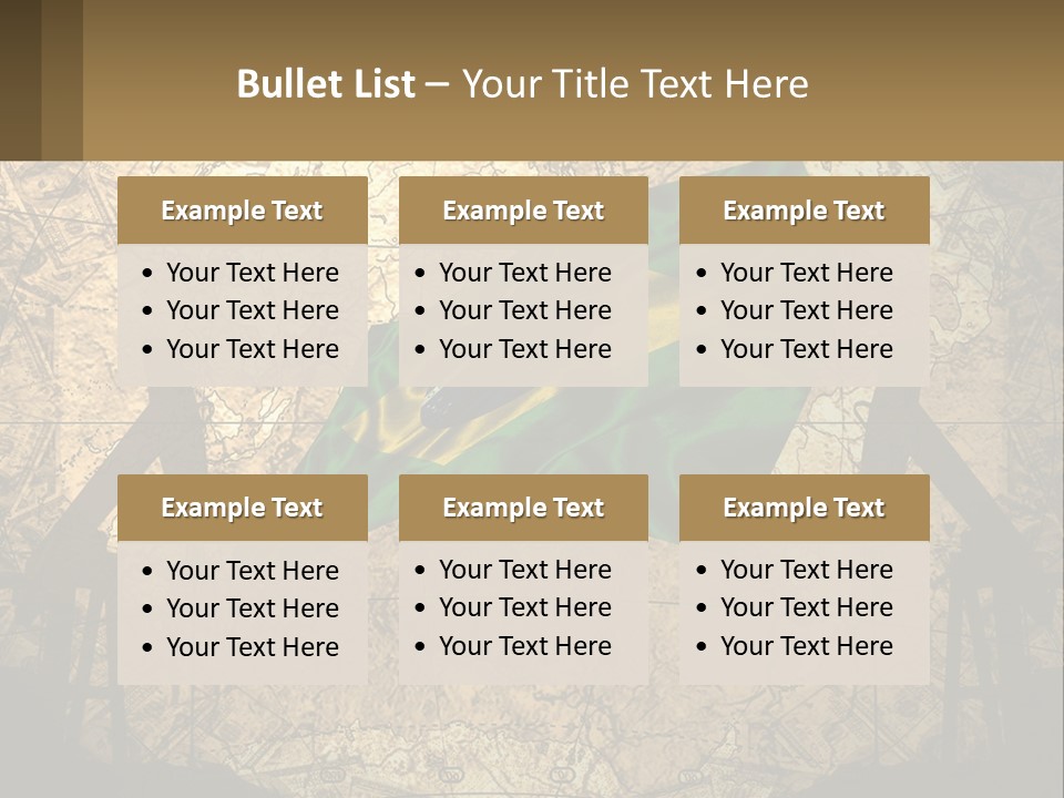 A Flag On A Map With People Silhouettes In The Background PowerPoint Template