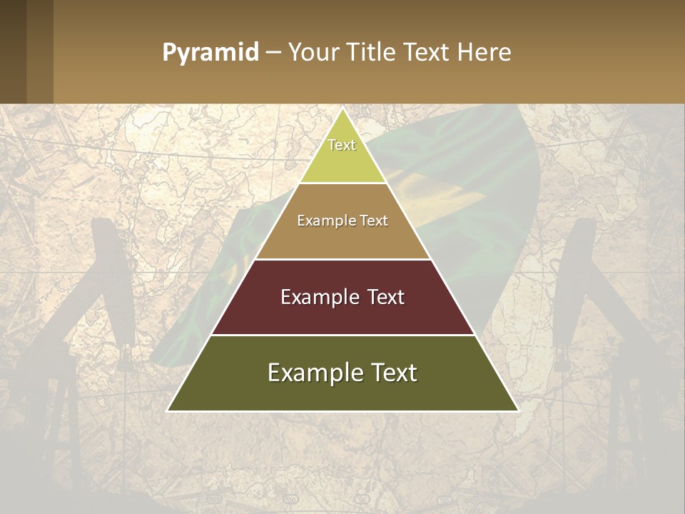 A Flag On A Map With People Silhouettes In The Background PowerPoint Template