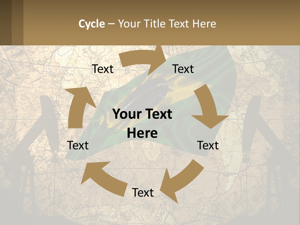 A Flag On A Map With People Silhouettes In The Background PowerPoint Template