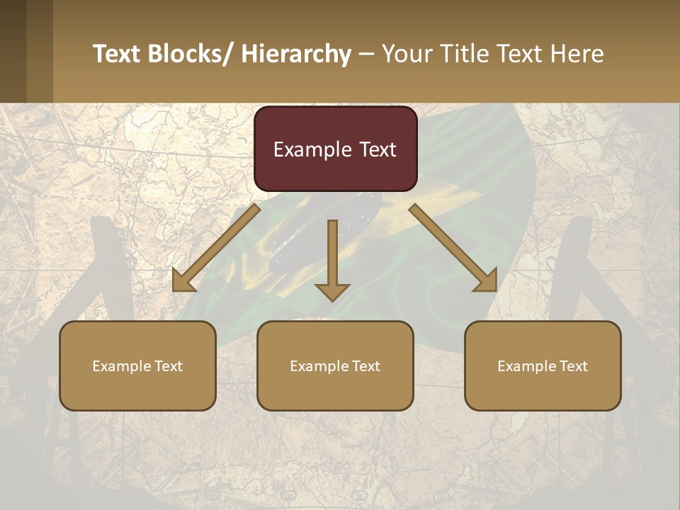 A Flag On A Map With People Silhouettes In The Background PowerPoint Template