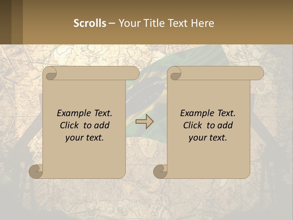 A Flag On A Map With People Silhouettes In The Background PowerPoint Template