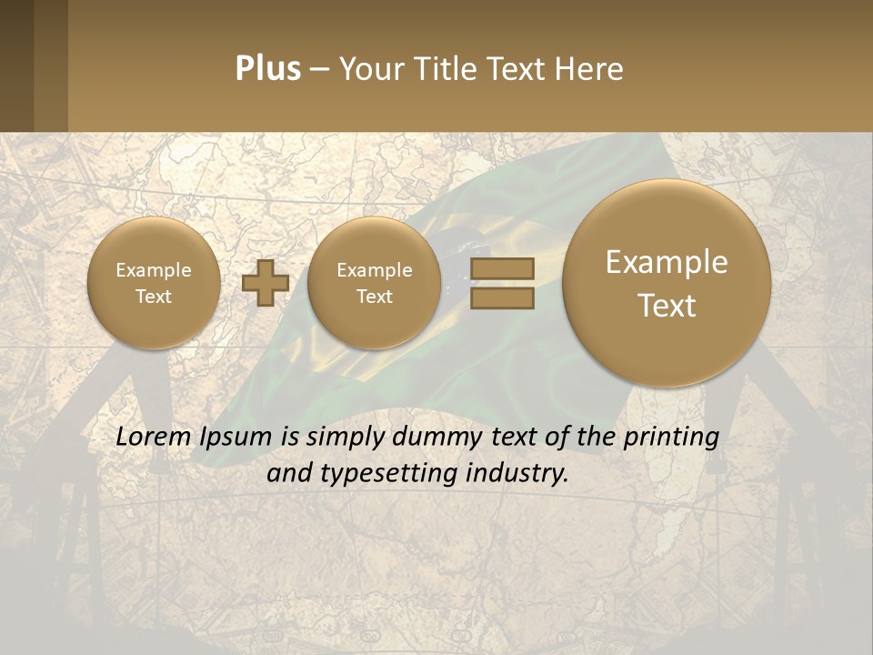 A Flag On A Map With People Silhouettes In The Background PowerPoint Template