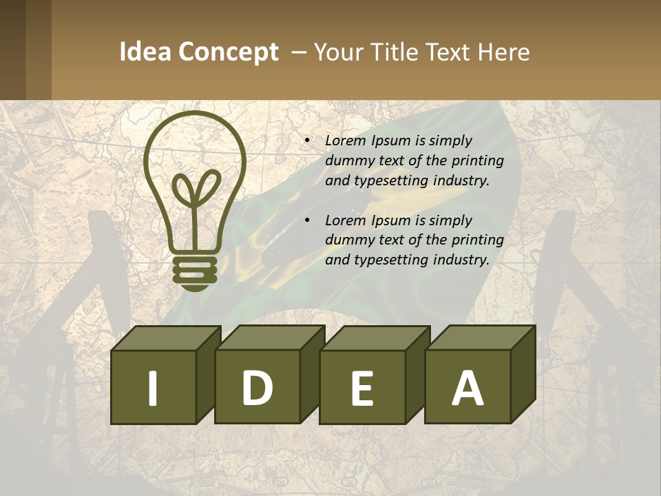 A Flag On A Map With People Silhouettes In The Background PowerPoint Template