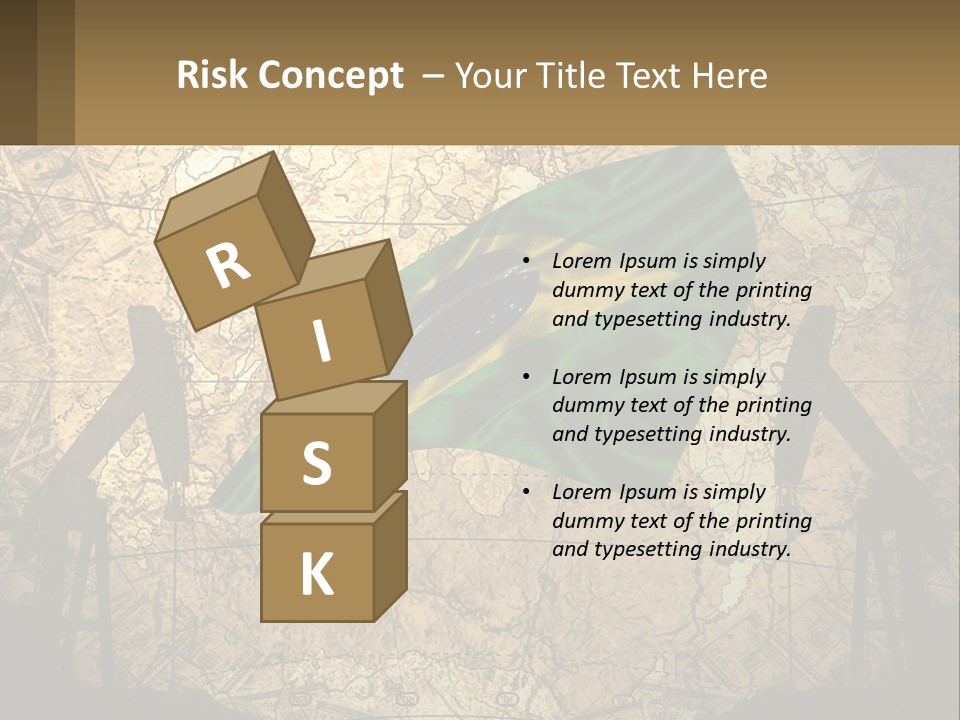 A Flag On A Map With People Silhouettes In The Background PowerPoint Template