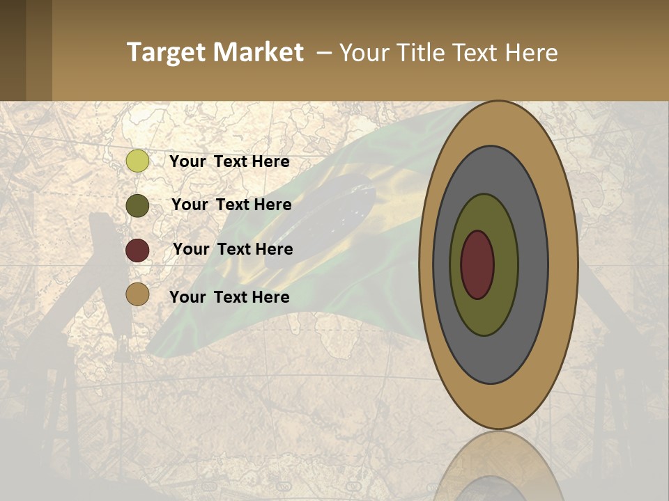 A Flag On A Map With People Silhouettes In The Background PowerPoint Template