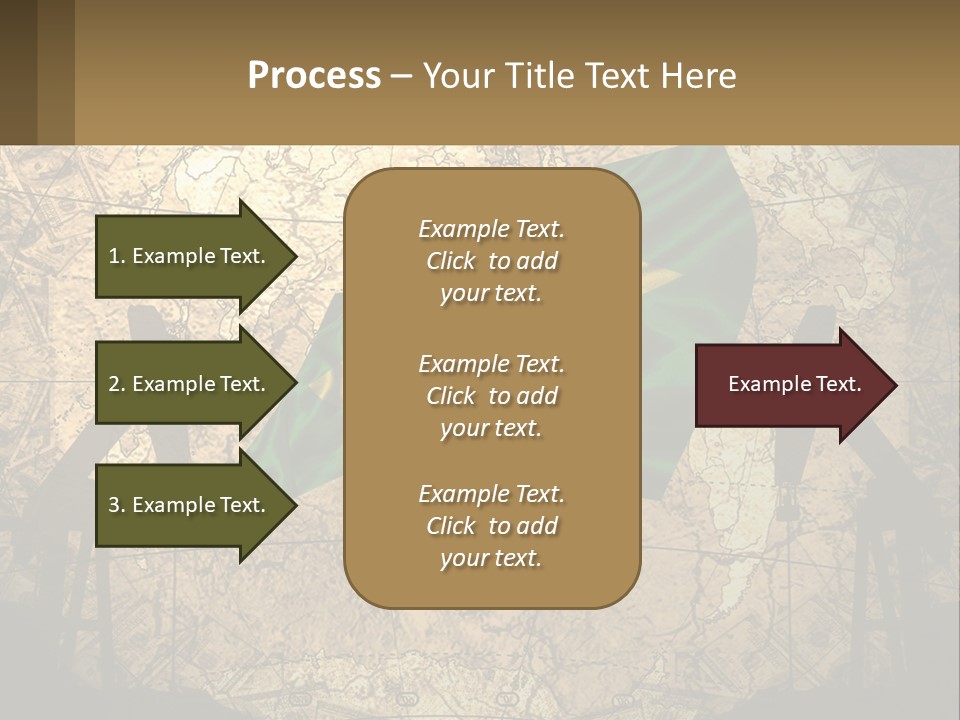 A Flag On A Map With People Silhouettes In The Background PowerPoint Template
