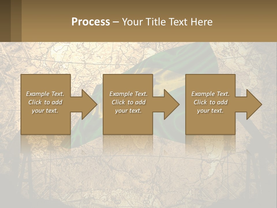 A Flag On A Map With People Silhouettes In The Background PowerPoint Template