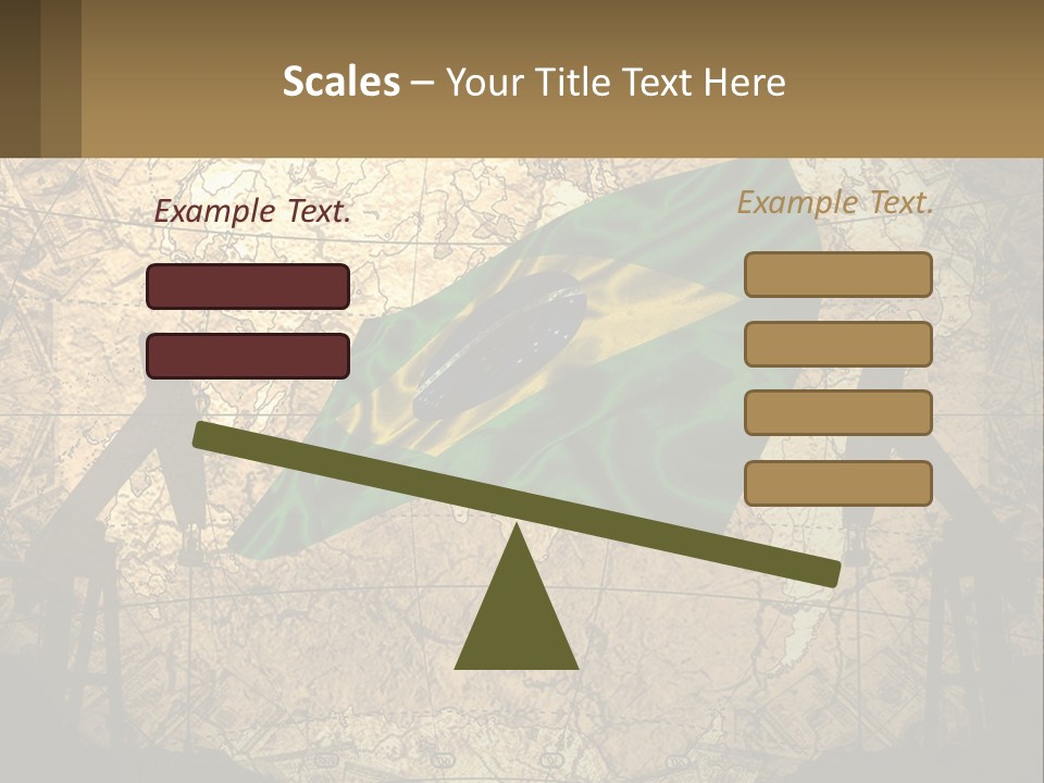 A Flag On A Map With People Silhouettes In The Background PowerPoint Template