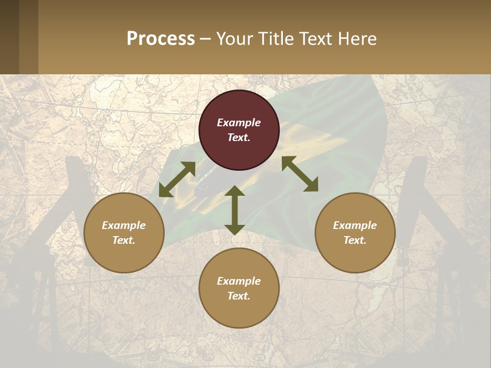 A Flag On A Map With People Silhouettes In The Background PowerPoint Template