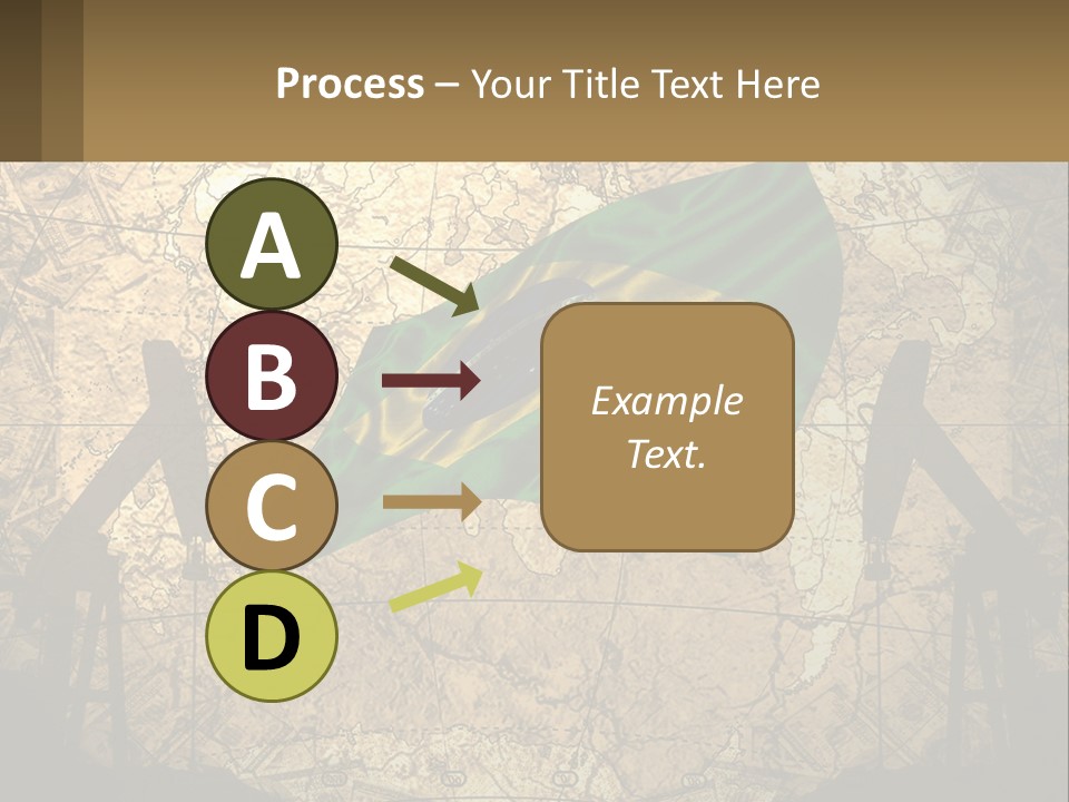 A Flag On A Map With People Silhouettes In The Background PowerPoint Template