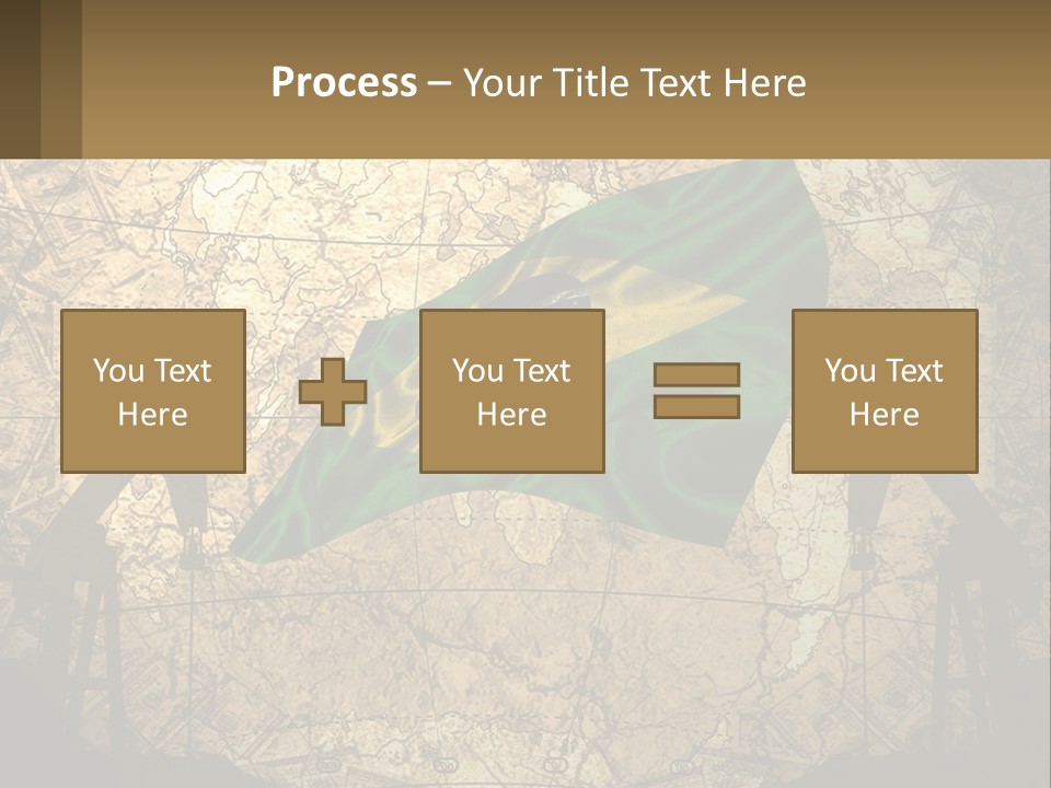 A Flag On A Map With People Silhouettes In The Background PowerPoint Template