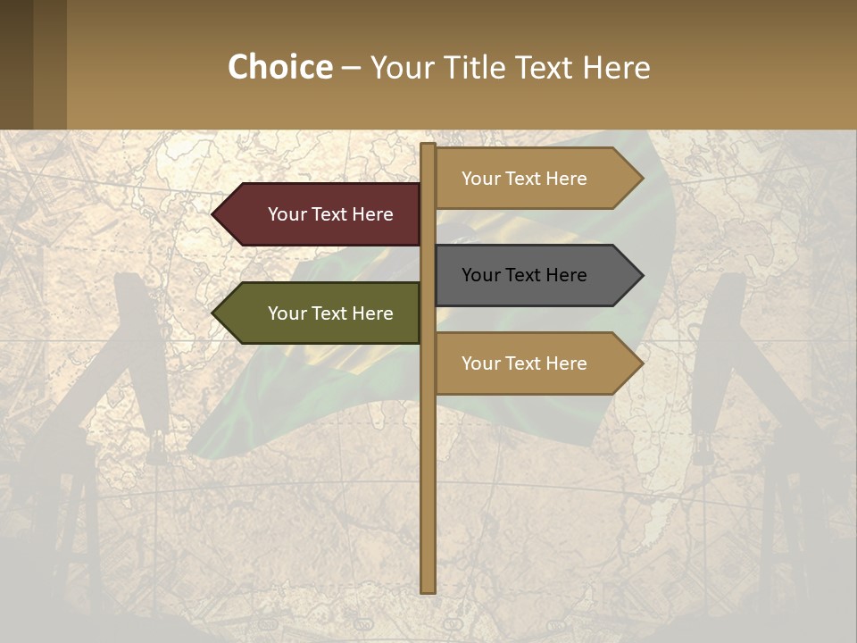 A Flag On A Map With People Silhouettes In The Background PowerPoint Template