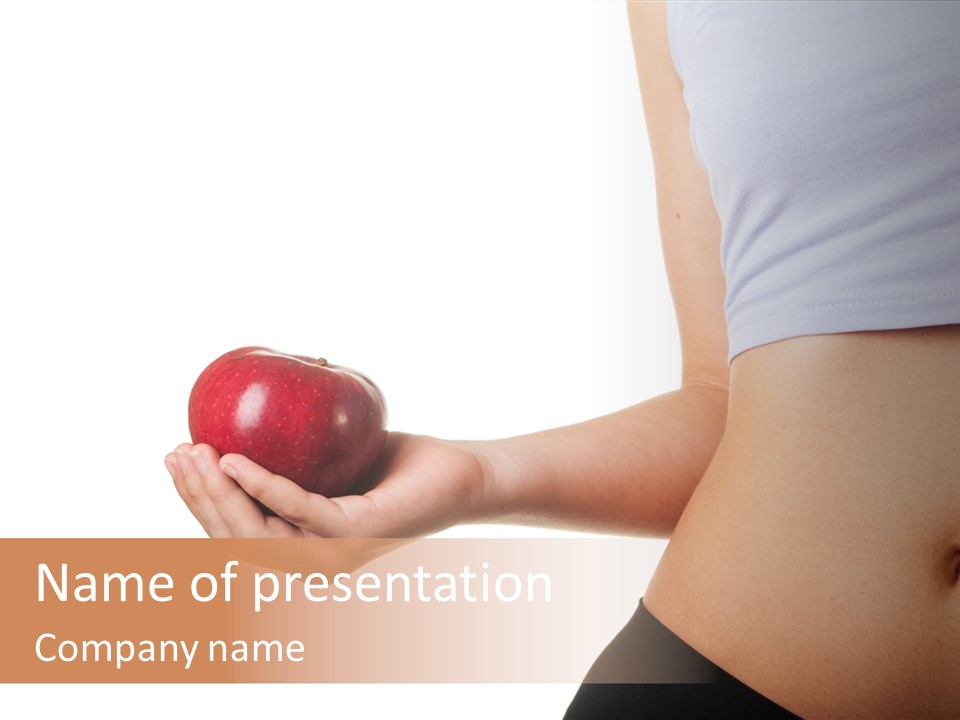 A Pregnant Woman Holding An Apple In Her Hand PowerPoint Template