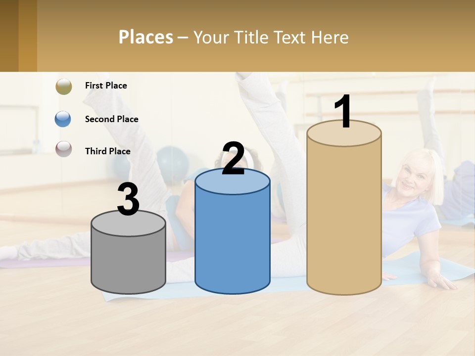 A Group Of Women Doing Yoga In A Gym PowerPoint Template