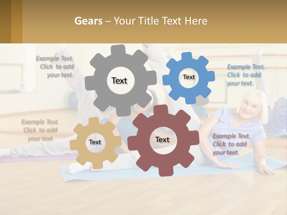 A Group Of Women Doing Yoga In A Gym PowerPoint Template